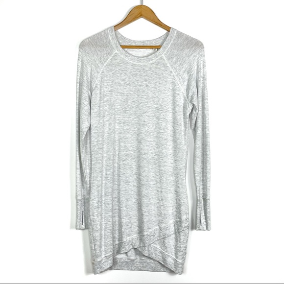 Athleta Criss Cross Dress Size Small Heather Gray Long Sleeve Sweatshirt Soft - Picture 2 of 7